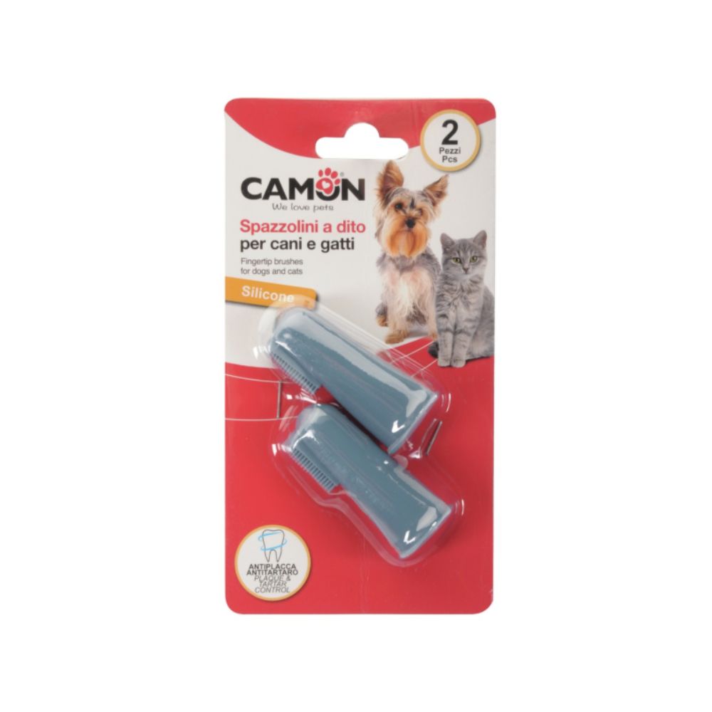 Camon Set di spazzolini da dito in silicone per Cani e Gatti