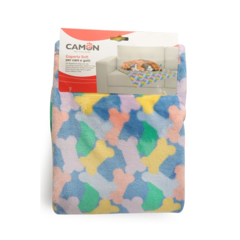 Camon Coperta Soft Ossicini Mis. L 100x150cm Per Cani e Gatti
