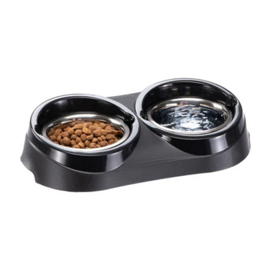 Ferplast Duo Feed Portaciotole in plastica con ciotole in acciaio per cani e gatti Mis. 05