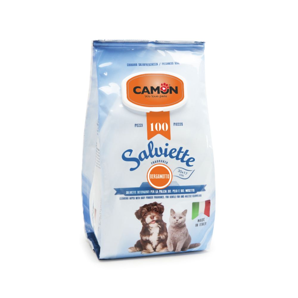 Camon Salviette Detergenti Bergamotto 100pz Cani e Gatti