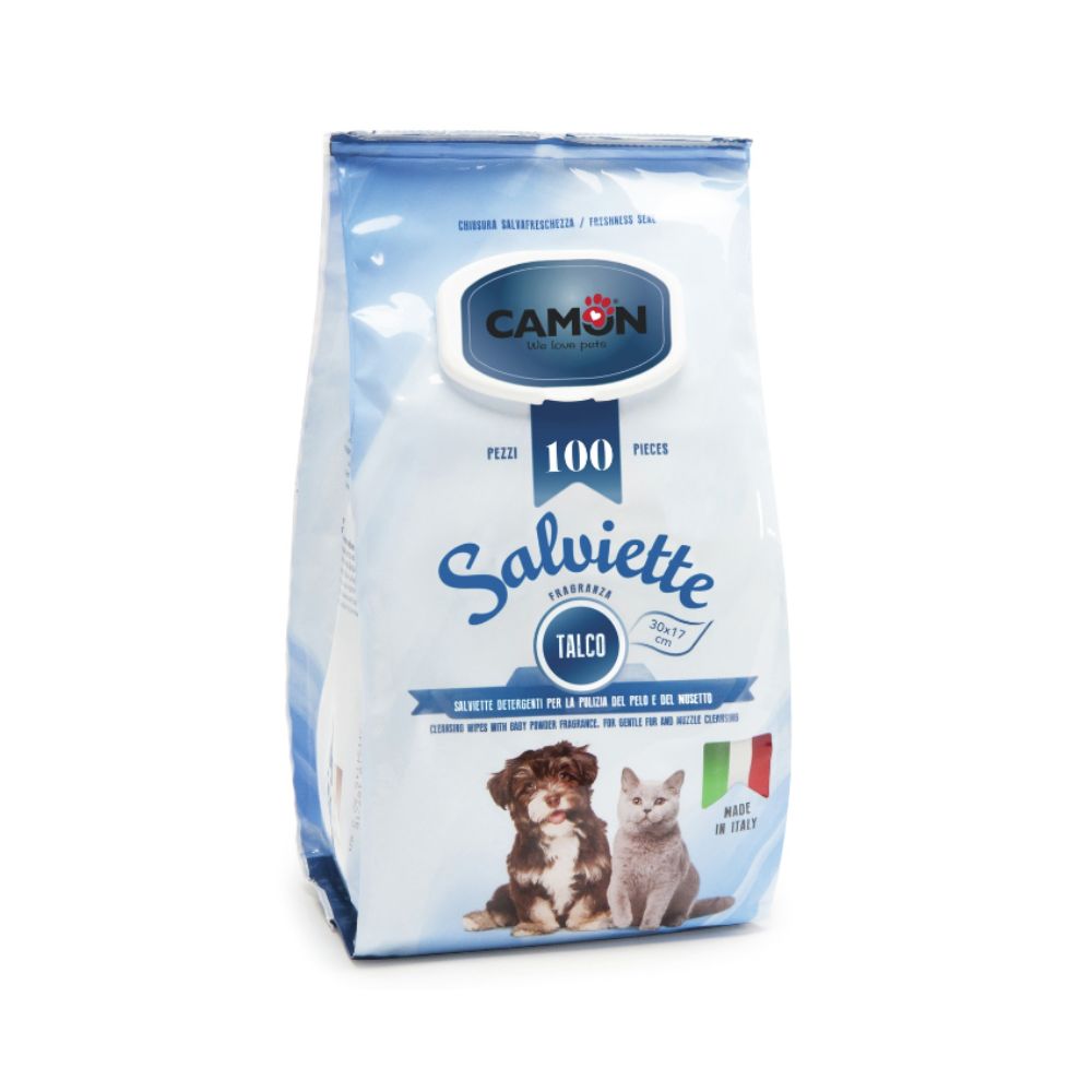Camon Salviette Detergenti Talco 100pz Cani e Gatti