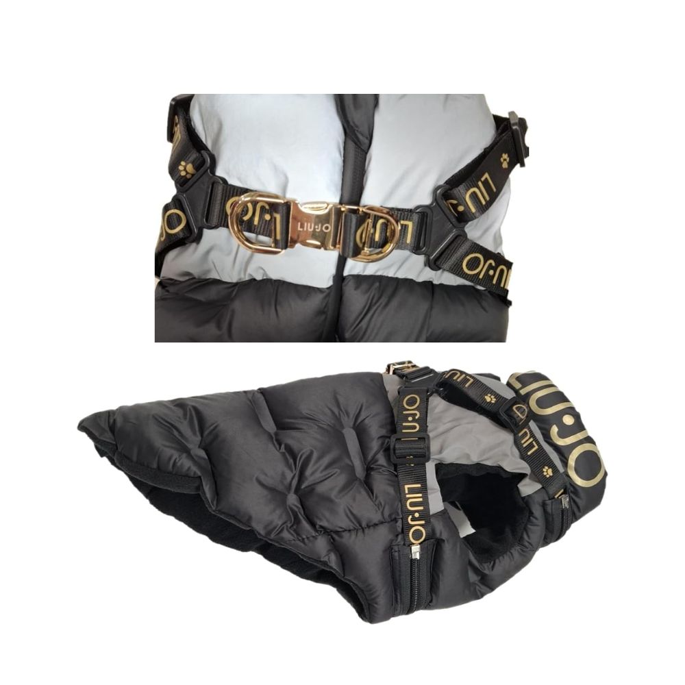 Liu Jo Piumino con Pettorina Integrata Colore Nero per Cani TG.XS 23/26cm