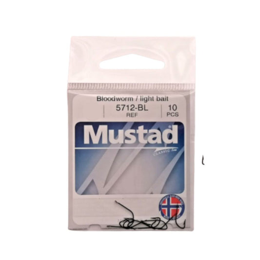 Mustad Bloodworm Light Bait 5712-BL Taglia 18 10Pezzi Colore Black Ami per la Pesca