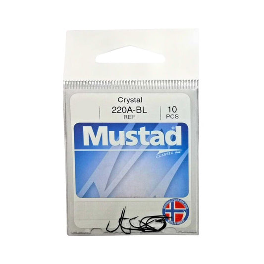 Mustad Crystal 220A-BL Taglia 10 10Pezzi Colore Black Ami per la Pesca