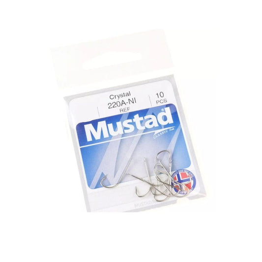 Mustad Crystal 220A-NI Taglia 4 10Pezzi Colore Nickel Ami per la Pesca