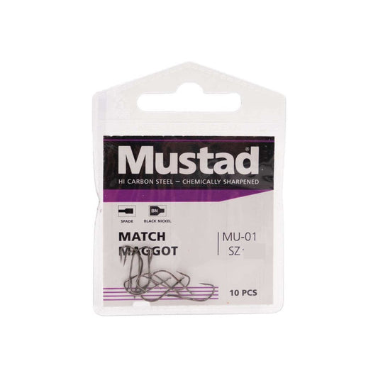 Mustad Match Maggot MU01 Taglia 16 10Pezzi Ami per la Pesca