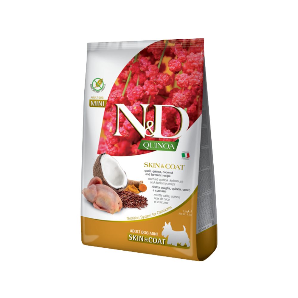 Farmina N&D Quinoa Skin & Coat Quaglia 800g Crocchette Cani Mini Adult