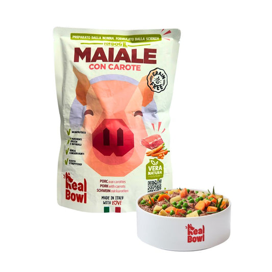 Real Bowl Pappa fresca Maiale e Carote 700g Bustina Cani