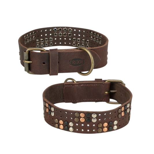 Trixie Rustic Collare in pelle Rivetti Marrone L 47-54cm/4cm per Cani