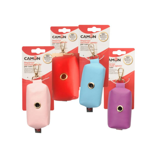 Camon Dispenser Porta Sacchetti Igienici Similpelle per Cani Colori Assortiti